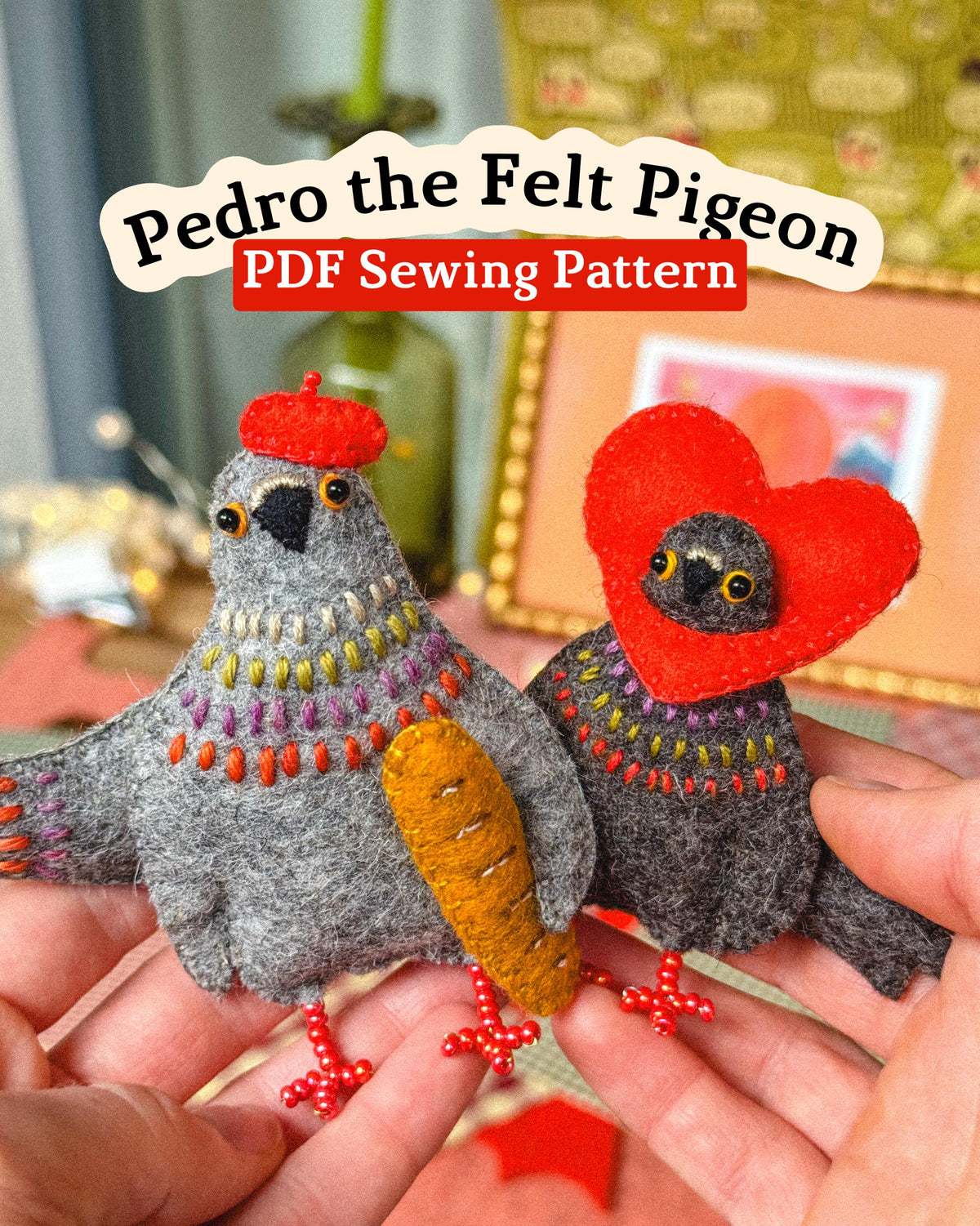 Pedro the Felt Pigeon Sewing Pattern