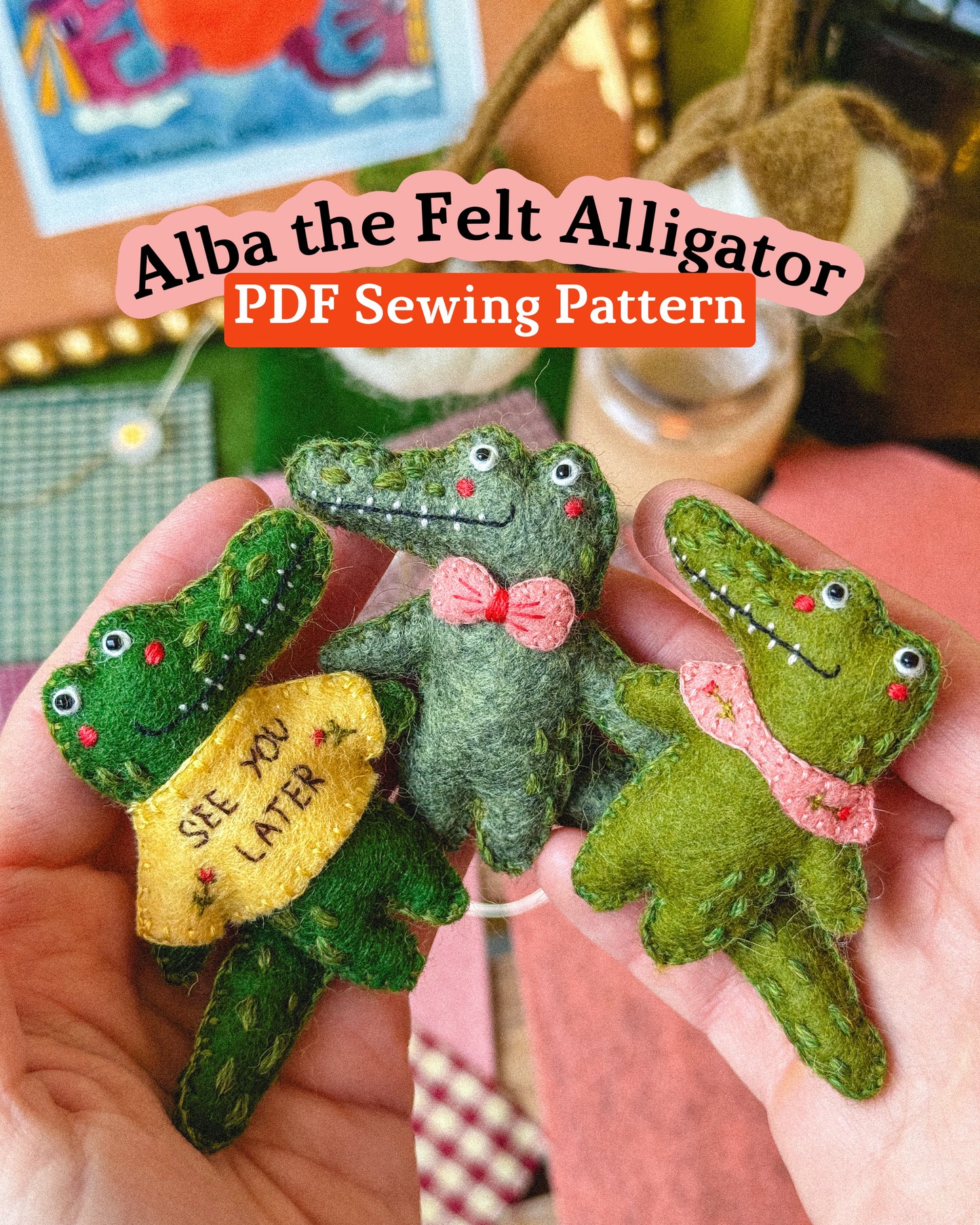 Alba the Felt Alligator Sewing Pattern